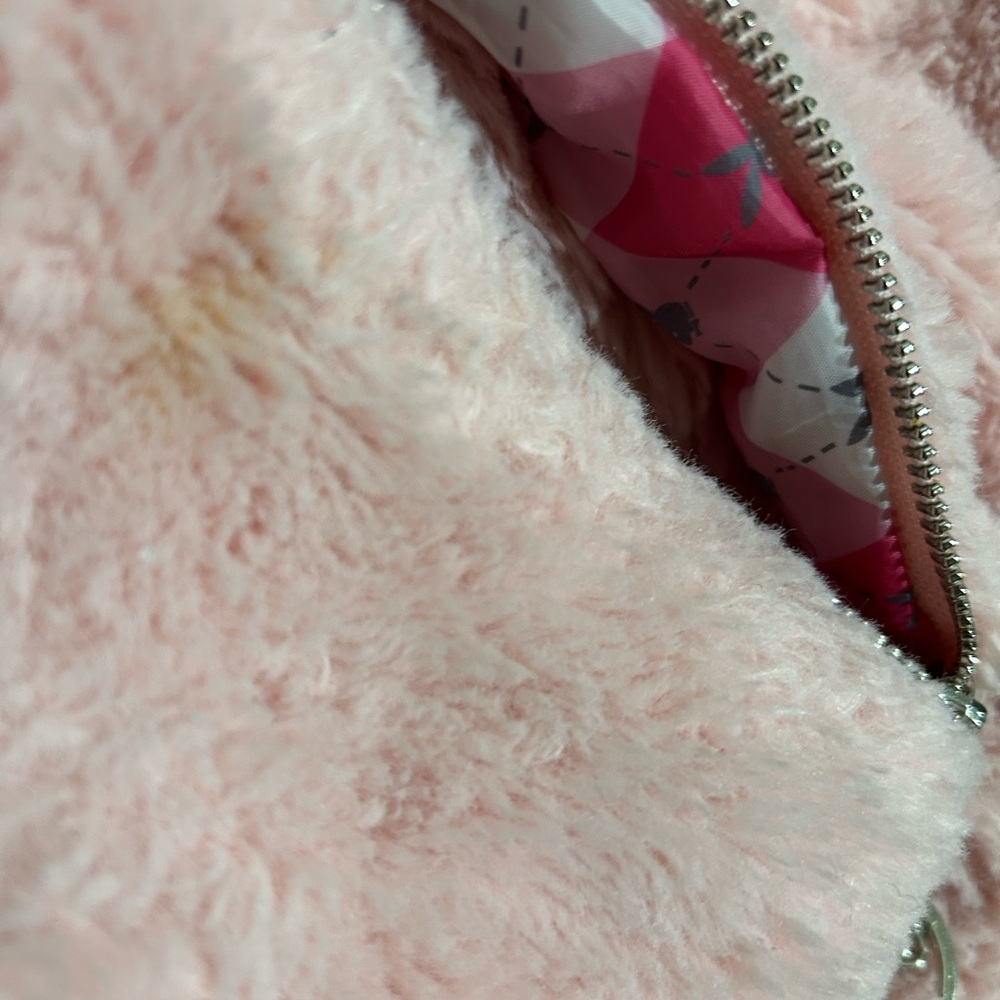 PLAYBOY Pink Furry Backpack Small, zip up, flaws, vintage Y2K - Picture 4 of 11